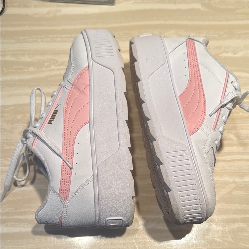 PUMA White and Pink Sneakers